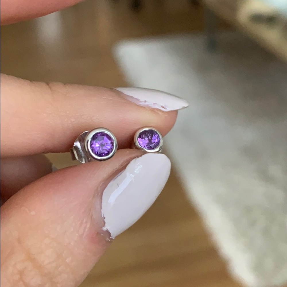 Amethyst + sterling silver stud earrings